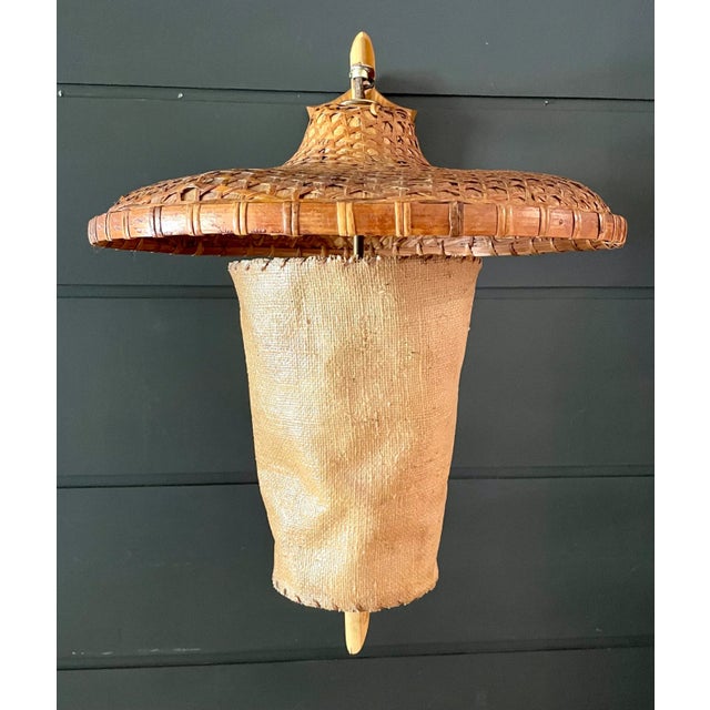 Mid 20th Century Organic Woven Wicker and Bamboo Wall Sconce For Sale - Image 12 of 12