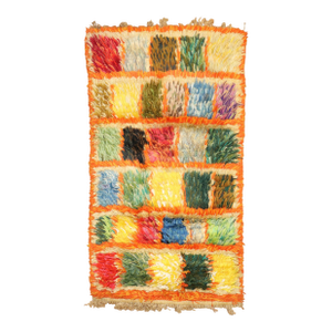 Late 20th Century Highly Decoraitve Swedish Rya Small Checkerboard Rug