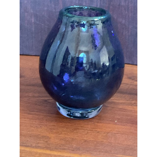 Vintage Purple Glass Vase Handblown and Crafted by Artist For Sale - Image 9 of 11