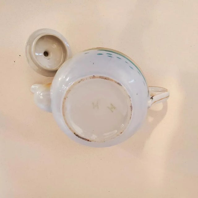 Ivory Mid 20th Century Hand-Painted Tea Pot For Sale - Image 8 of 10