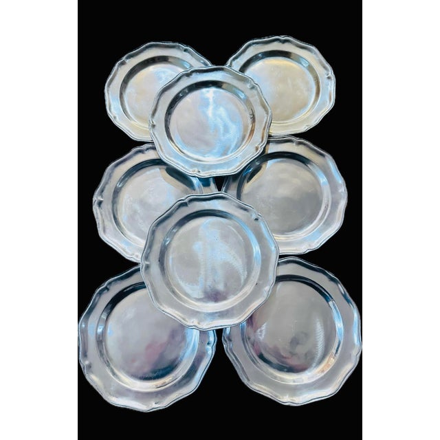 Mid-Century Modern Mid-Century American Pewter Plates by Wilton - Set of 8 For Sale - Image 3 of 5