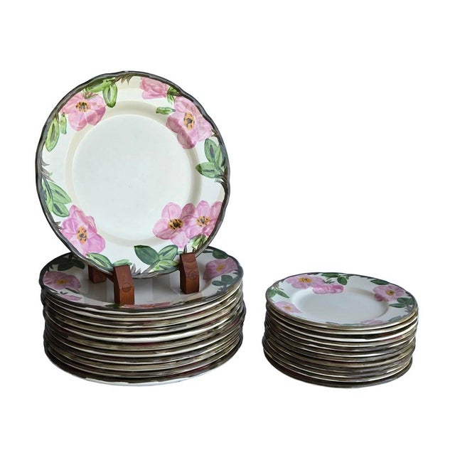 Ceramic Vintage Franciscan Desert Rose Dinner and Salad Plates Made in England, 24 Pieces For Sale - Image 7 of 17