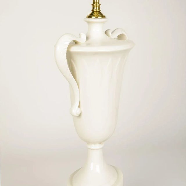 Pair of Porcelain and Faux Marble Urn-Form Table Lamps For Sale - Image 9 of 10