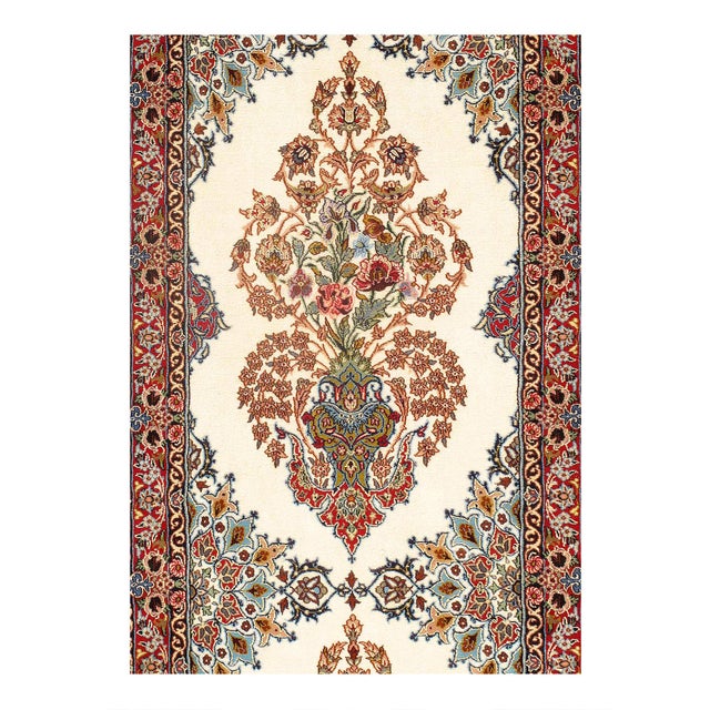 The rug here is designed using an ivory background and the ornaments are symmetrical and balanced. The quality of the rug...