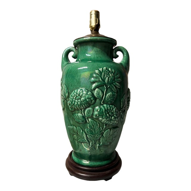 Antique Awaji Pottery Vase Lamp For Sale
