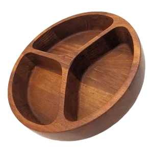 Vintage Dansk Teak Wood Partitioned Nut & Snack Bowl