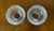 2" wide 1" tall. Pair crystal pedestal salt cellars. No chips or cracks. Very sparkly. I have 2 matching sets available.