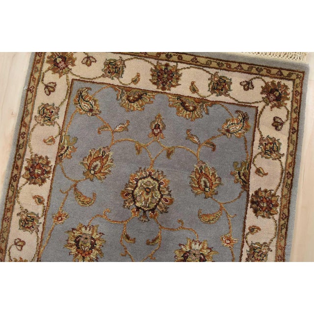 Agra Runner 2’6” X 10′ Blue Wool/Silk Traditional Hand-Knotted Oriental Rug For Sale In Philadelphia - Image 6 of 13