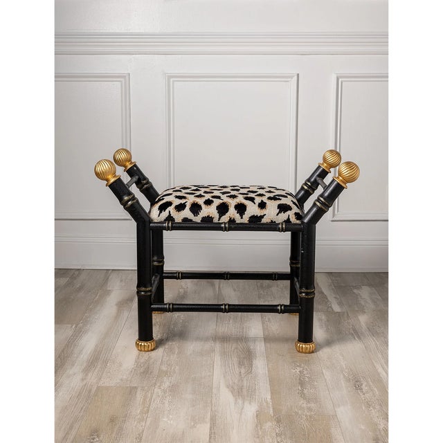 Port 68 Boca Black Ocelot Black Bamboo Bench For Sale - Image 4 of 7