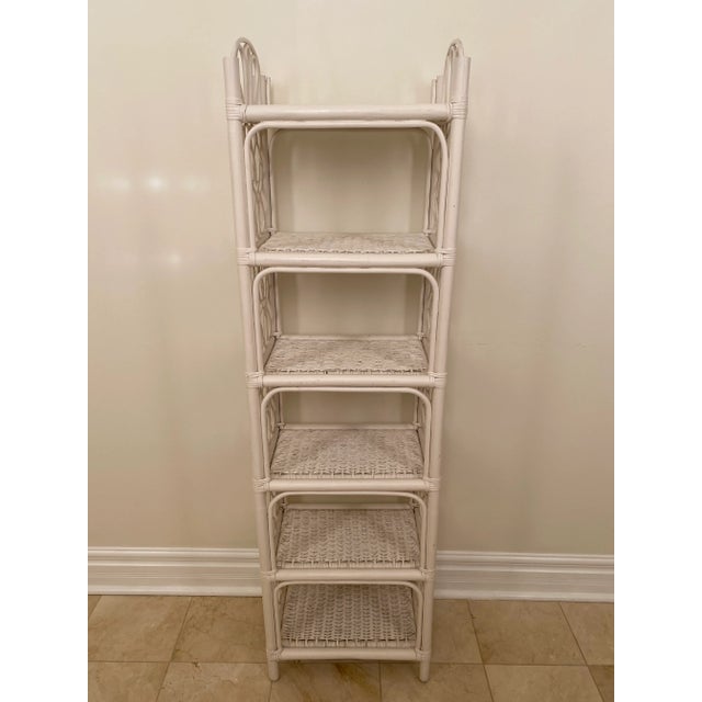 Mid 20th Century Mid Century Ficks Reed Coastal Wicker Rattan Shelving Unit For Sale - Image 5 of 5