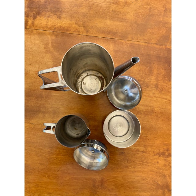1930s Italian Moderne Silver Plate Coffee Set With Tray, Creamer and Sugar Bowl - 4 Pieces For Sale - Image 9 of 10