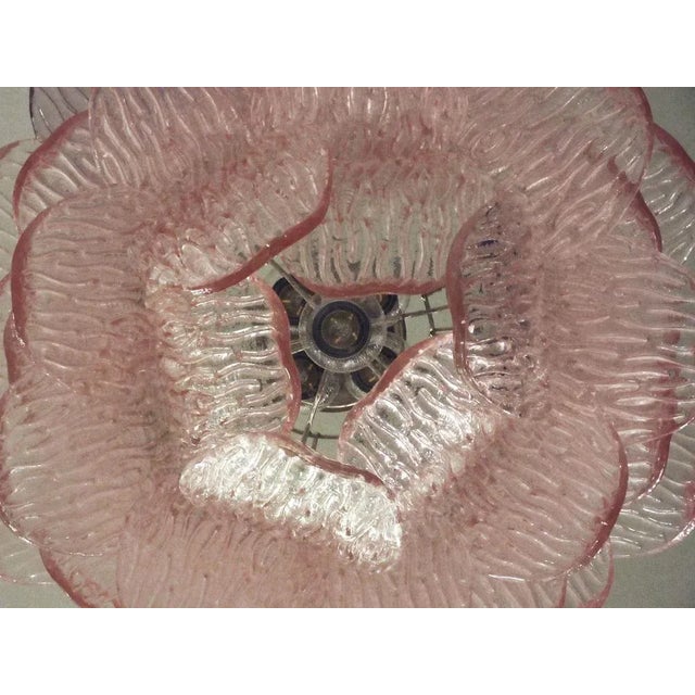 1980s Vintage Italian Murano Glass Chandelier with 38 Pink Glasses For Sale - Image 5 of 18