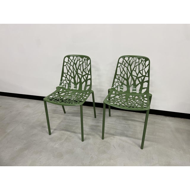 Fast Forest Chairs in Forest Green Powder-Coated Aluminum, 2010s, Set of 2 For Sale - Image 12 of 12