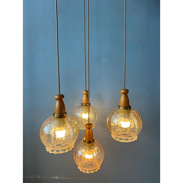 Vintge Glass Cascade Pendant Lamp from Hustadt Leuchten For Sale - Image 3 of 11