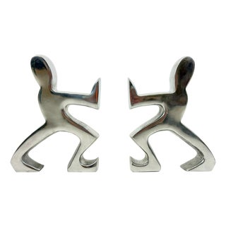 Vintage Aluminium Bookends from Il Gusto Brugskunst, 1990s, Set of 2 For Sale