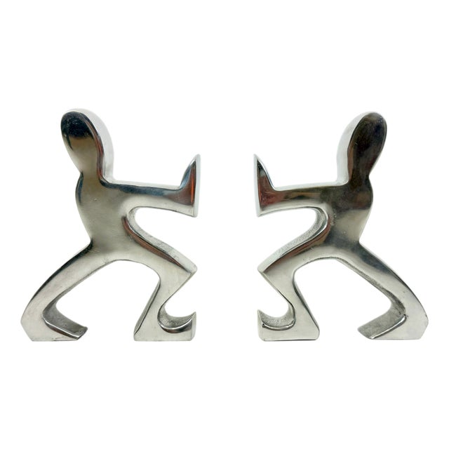 Vintage Aluminium Bookends from Il Gusto Brugskunst, 1990s, Set of 2 For Sale