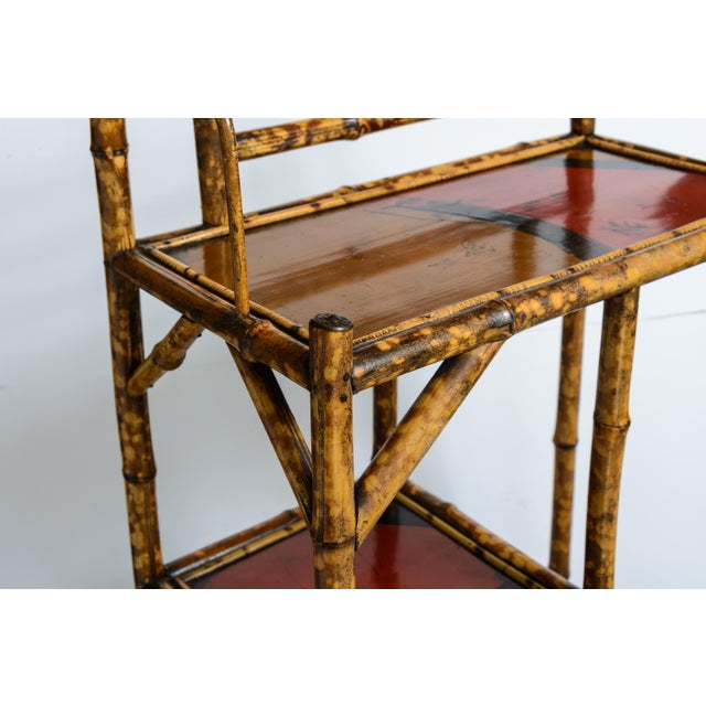 French Tortoiseshell Bamboo & Lacquer Chinoiserie Bookcase Etagere For Sale - Image 4 of 11