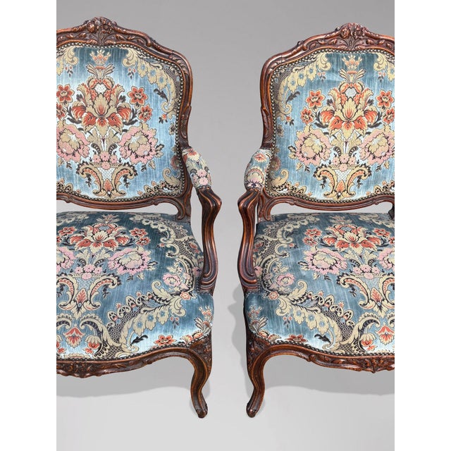 19th Century Louis XV French Fauteuil Armchairs, 1860s, Set of 4 For Sale - Image 10 of 15