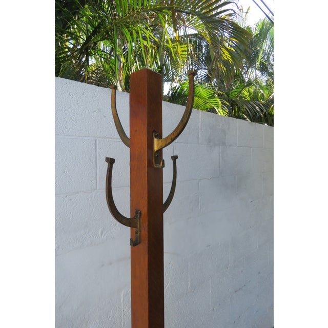 Arts and Crafts Style Mission Oak Free Standing Coat Garment Rack Hall Tree 5904 For Sale - Image 4 of 12