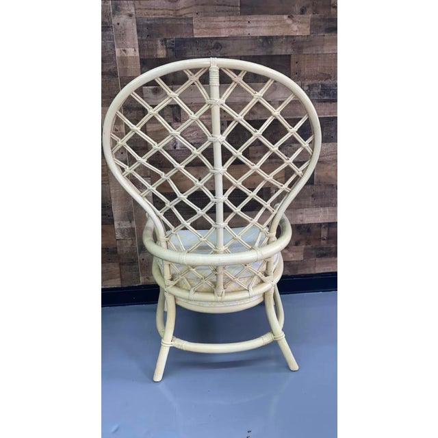 Hollywood Regency Vintage Rattan Fan-Backed Chair For Sale - Image 3 of 6