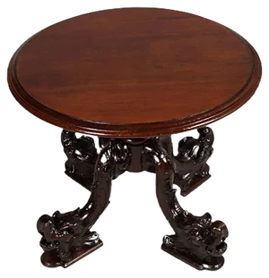 Antique Carved Oak Gothic Coffee Table, 1850s