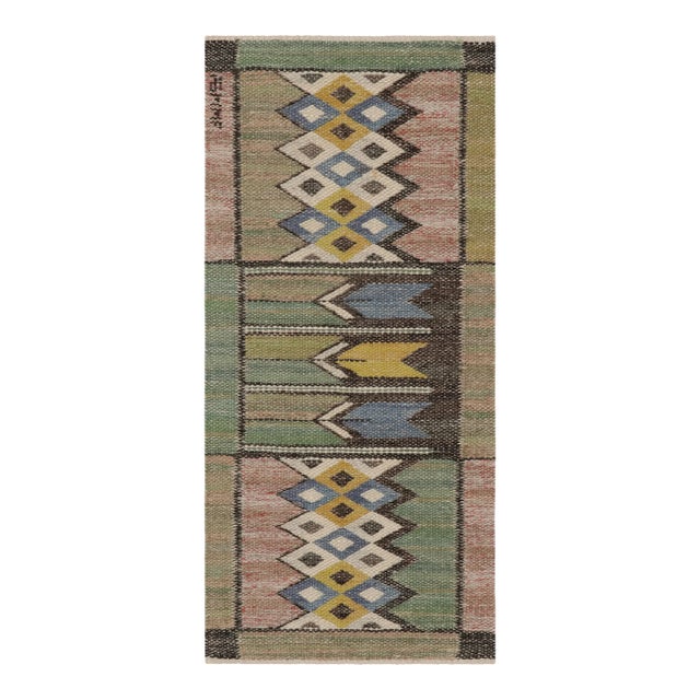 Signed Antique Marta Maas Swedish Textile, Scandinavian Geometric - Rug & Kilim For Sale