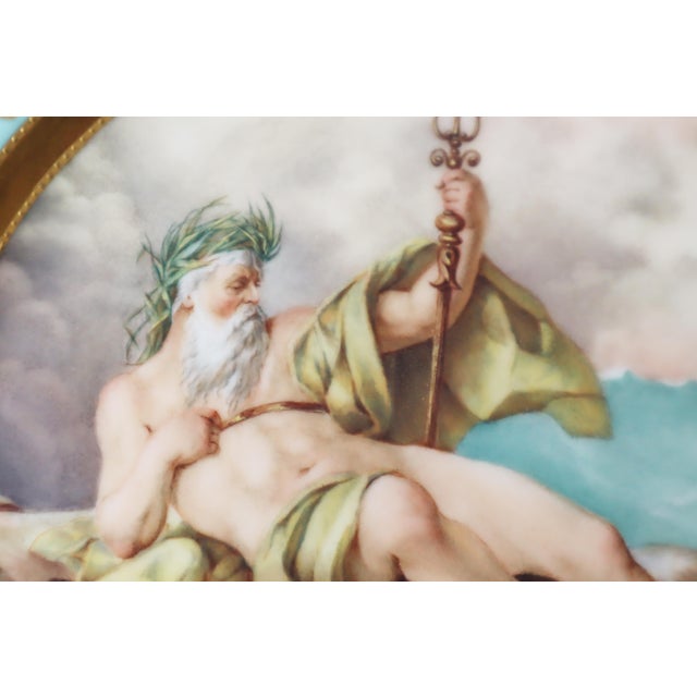Rococo Cabinet Plate with Poseidon on a Rock in the Ocean Motif, 1800s For Sale - Image 3 of 12