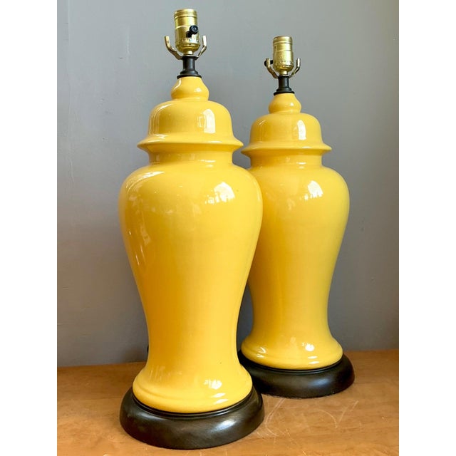 Vintage Glazed Ceramic Ginger Jar Lamps - Set of 2 For Sale - Image 16 of 16