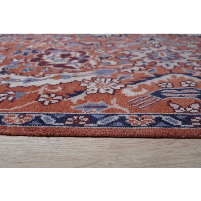 Lush Rustic Coral Hand Knotted Wool Rug, Country of Origin: India. This exceptional piece showcases the enduring quality...