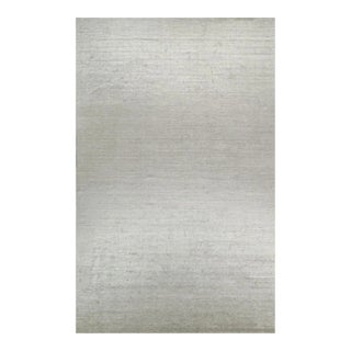2010s Rug & Kilim’s Modern Rug in Solid Gray and Off-White Striae - 12x19 For Sale