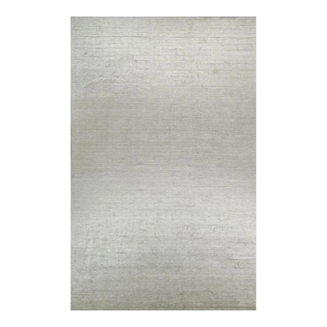 2010s Rug & Kilim’s Modern Rug in Solid Gray and Off-White Striae - 12x19 For Sale