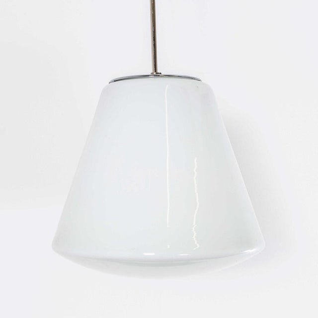 Large Mouth-Blown Opaline Bell Pendant Lamp, 1950s For Sale - Image 9 of 9