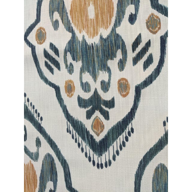 Linen Fabricut Dreamer Ikat Aegean Performance Fabric- 1.4 Yards For Sale - Image 8 of 12
