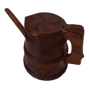 1860s Hand Painted Danish Wooden Jug