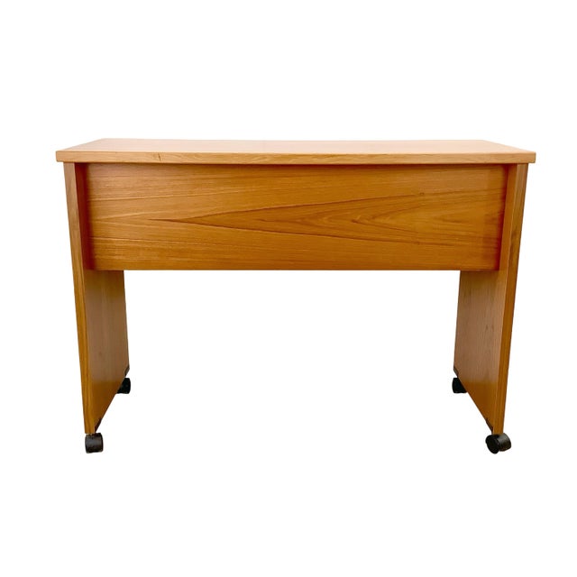 Brown Vintage Mid-Century Modern Teak Rolling Desk or Console Table For Sale - Image 8 of 18