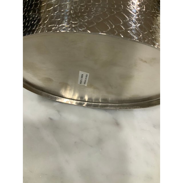 Alligator Embossed Silver Champagne or Wine Caddy With Braided Handle - Palm Beach Regency, Grandmillennial, Gift, Bar Cart Barware - Pics! For Sale - Image 9 of 9