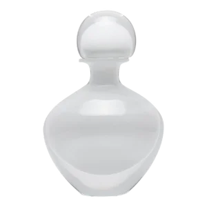 Hand Blown Murano Bottle in Crystal White Medium