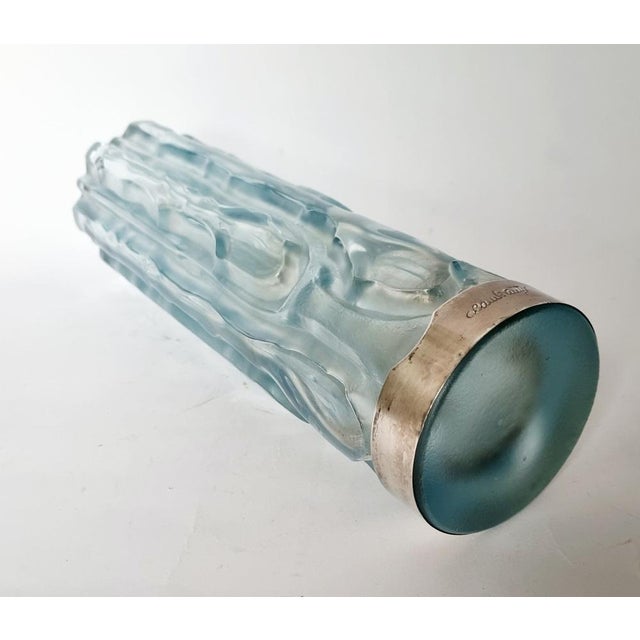 Metal Art Deco Handmade Glass and Silver Vase by Claude Cully, 1920s For Sale - Image 7 of 14