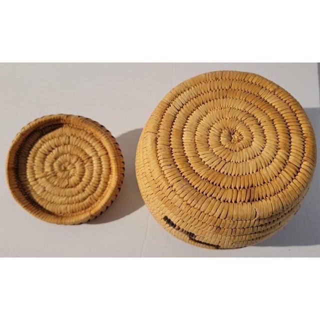 20th C Small Hand Made Lidded Basket With Handle For Sale In Los Angeles - Image 6 of 6