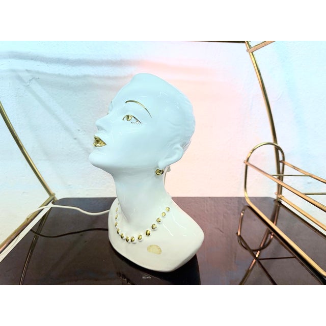 1980s Italian Table Lamp with a Womans Head Made of Ceramic, 70s/80s Design, 1970s For Sale - Image 5 of 15