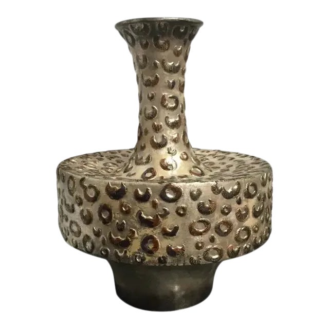 Contemporary Silver Pebbled Vase For Sale