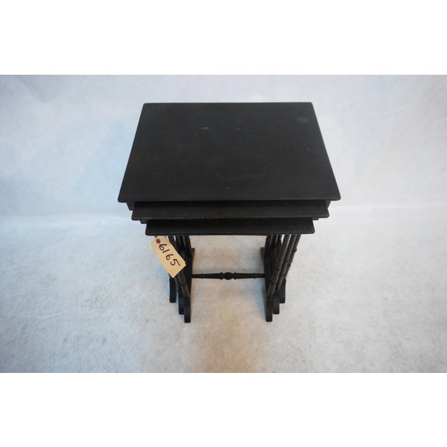 Mid 20th Century 20th Century Antique Victorian Black Lacquer Nest of 3 Tables For Sale - Image 5 of 18