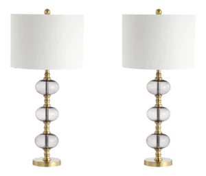 Modern Orb Table Lamp in Antique Brass - a Pair