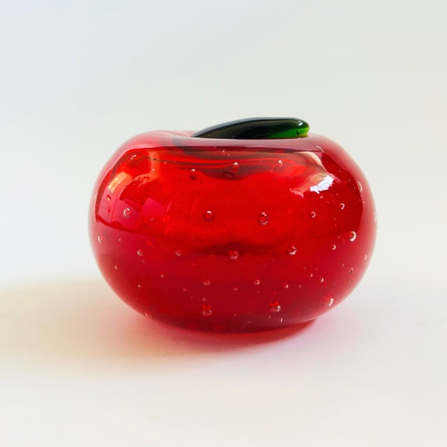 Mid-Century Modern Vintage Art Glass Apple For Sale - Image 3 of 6