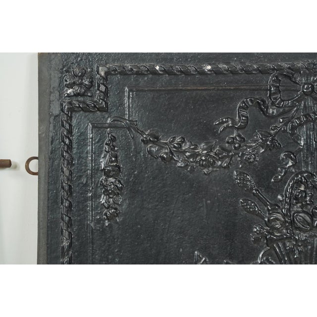 Metal The Plaza Hotel French Black Cast Iron Fireback Set For Sale - Image 7 of 16