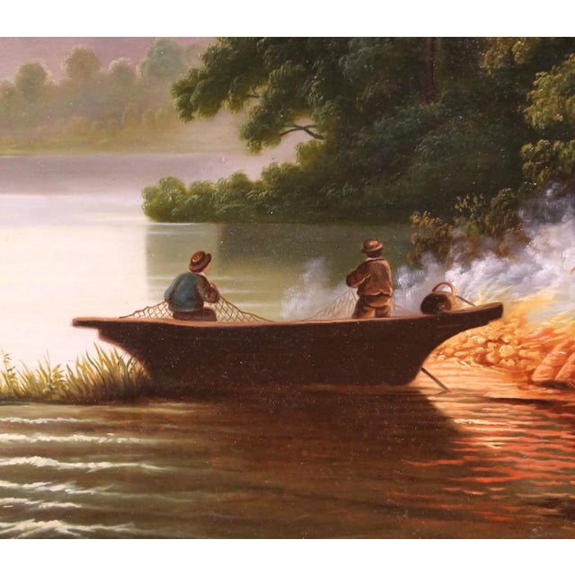 Mid 19th Century 19th Century French River Landscape Oil on Canvas in Carved Gilt Frame, Signed For Sale - Image 5 of 12