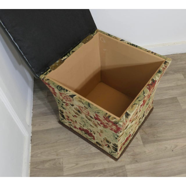 Regency Curved Upholstered Ottoman or Window Stool The lower part of the piece is upholstered with sculptured brocade in...