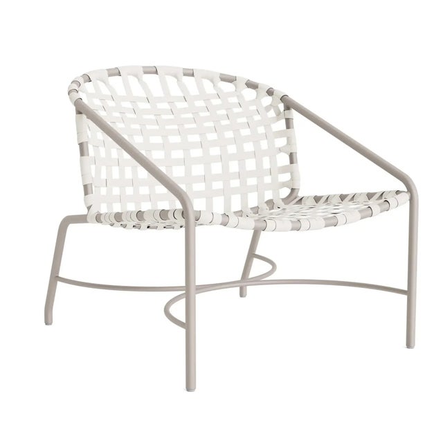 Brown Jordan Kantan Aluminum Vinyl Lounge Chair, Dove frame with White Lite fabric For Sale - Image 12 of 12