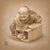 Brown Japanese Edo Netsuke Archive Tadelakt Texture 8 by 8 Square Gallery Board Prints Set of 6 For Sale - Image 8 of 17