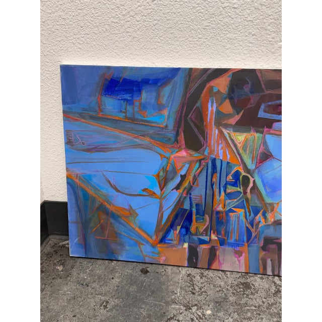 Blue Abstract Acrylic on Canvas Painting, Circa 2011 For Sale - Image 8 of 12